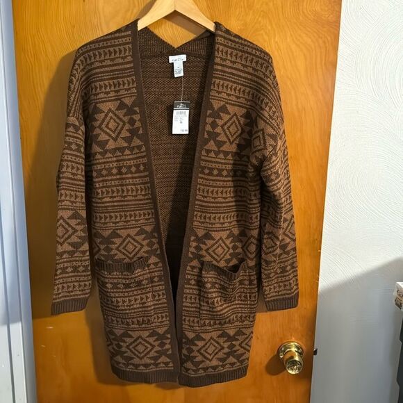 Brown Cardigan Sweater Womens Medium Rue21 Long Wrap - Picture 1 of 4